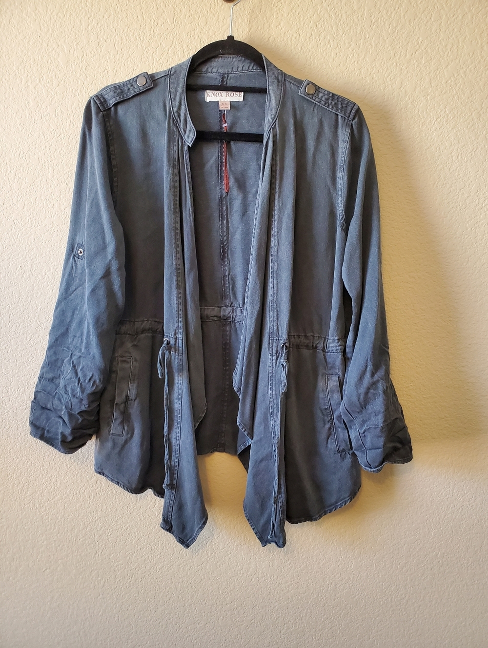 Knox Rose Slate Open Front Utility Cardigan